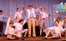 Youth Theare (logo) and a photo of the cast in a scene of Chitty Chitty Bang Bang JR, 2025